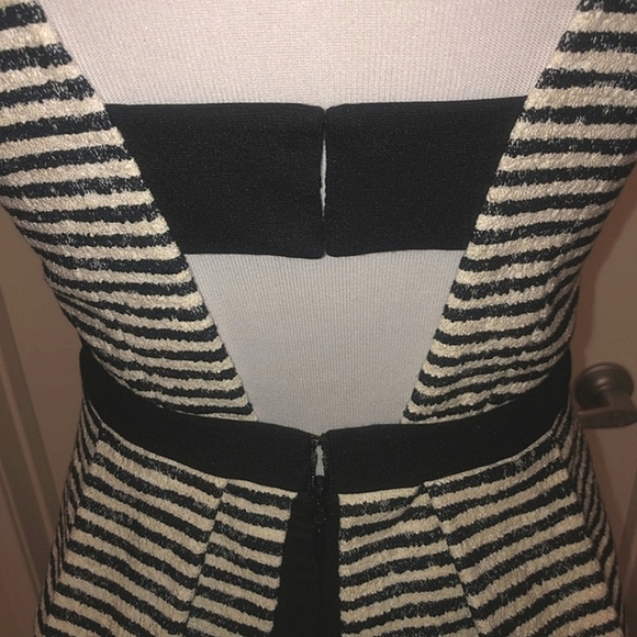 ๐
ฝ๐๐ $338 Bcbgmaxazria Piper V-neck Striped Peplum Open-back Mini Dress - Picture 8 of 14